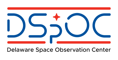 A boarded version of the DSpOC logo with the text DSpOC and Delaware Space Observation Center